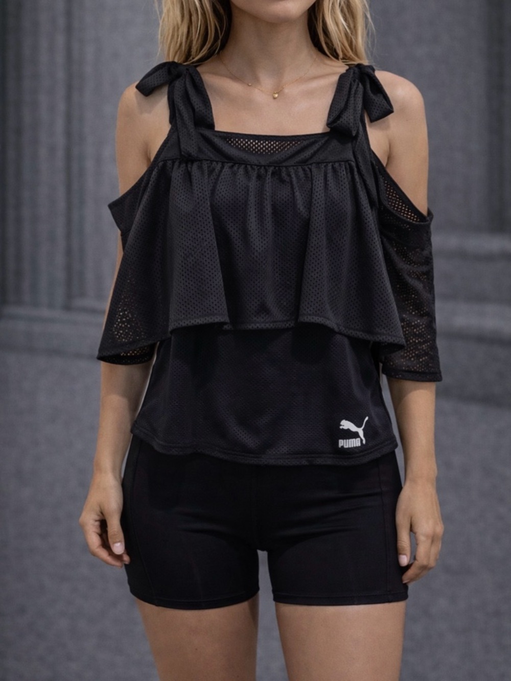 Puma Black Athletic Mesh-Trim Tank